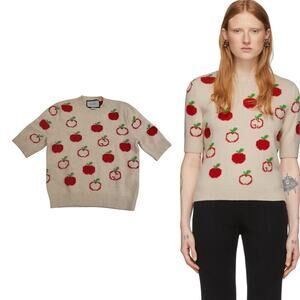 Gucci GG Apple Jacquard Half-Sleeve Sweater | S, Alessandro Michele, Rare SS20